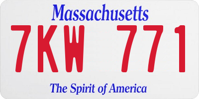 MA license plate 7KW771