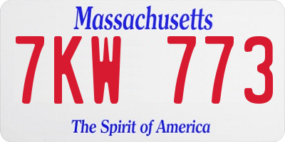MA license plate 7KW773