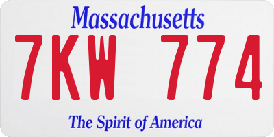 MA license plate 7KW774