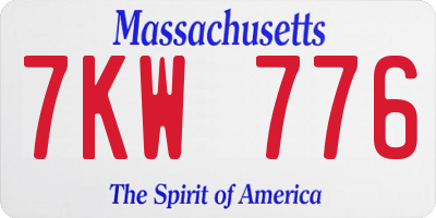 MA license plate 7KW776