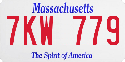 MA license plate 7KW779