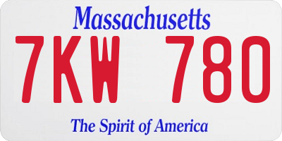 MA license plate 7KW780