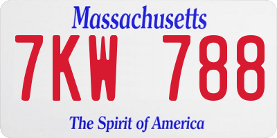 MA license plate 7KW788