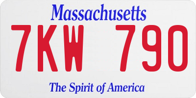 MA license plate 7KW790
