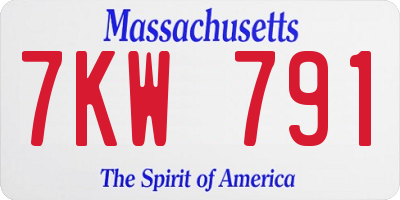 MA license plate 7KW791