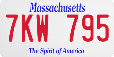 MA license plate 7KW795