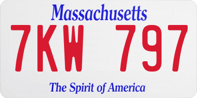 MA license plate 7KW797