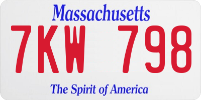 MA license plate 7KW798