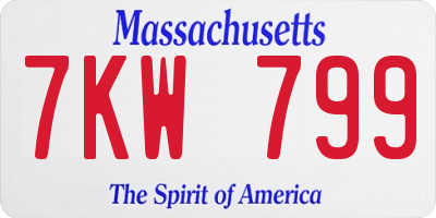 MA license plate 7KW799