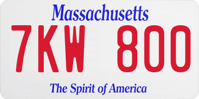 MA license plate 7KW800
