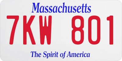 MA license plate 7KW801