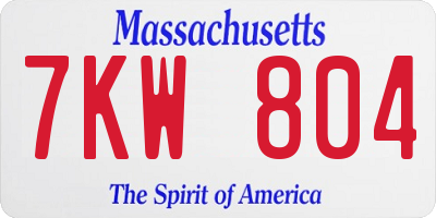 MA license plate 7KW804
