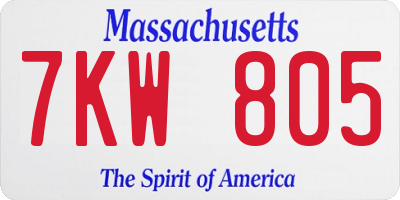 MA license plate 7KW805