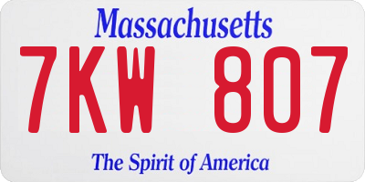 MA license plate 7KW807