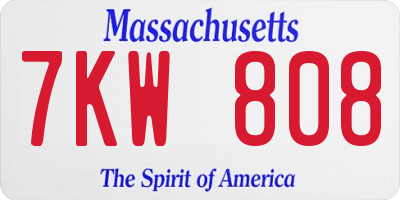MA license plate 7KW808