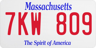 MA license plate 7KW809