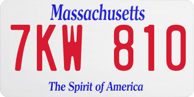 MA license plate 7KW810