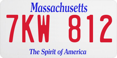 MA license plate 7KW812
