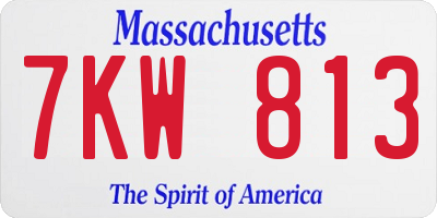 MA license plate 7KW813