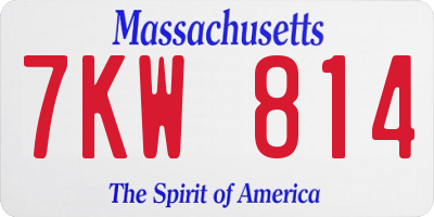 MA license plate 7KW814