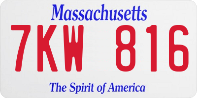 MA license plate 7KW816