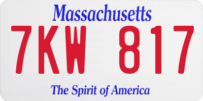 MA license plate 7KW817