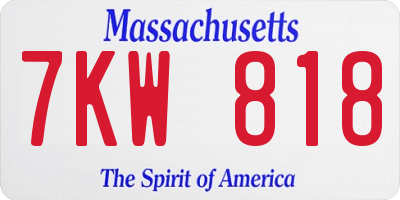 MA license plate 7KW818