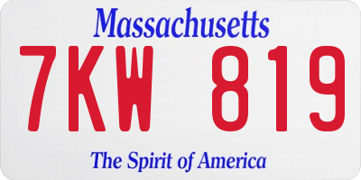 MA license plate 7KW819