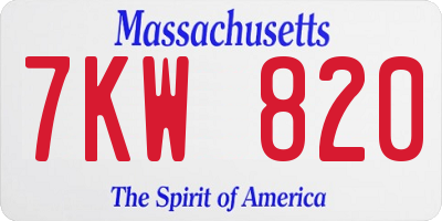 MA license plate 7KW820