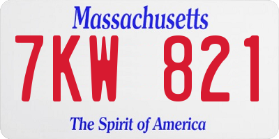 MA license plate 7KW821