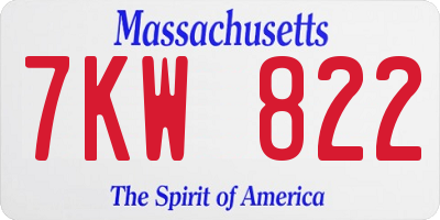 MA license plate 7KW822
