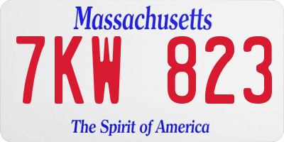 MA license plate 7KW823