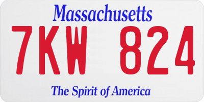 MA license plate 7KW824