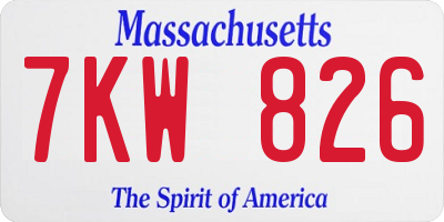 MA license plate 7KW826