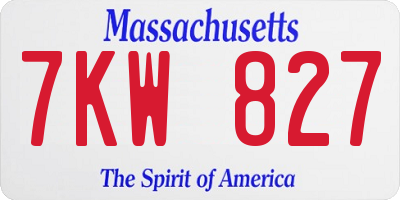 MA license plate 7KW827