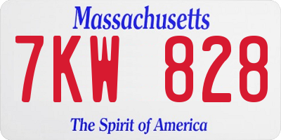 MA license plate 7KW828