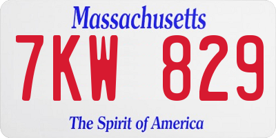 MA license plate 7KW829