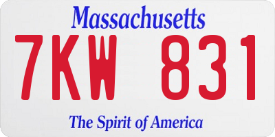 MA license plate 7KW831