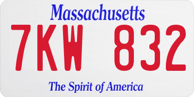 MA license plate 7KW832