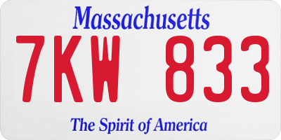MA license plate 7KW833