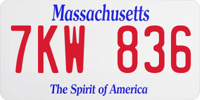 MA license plate 7KW836
