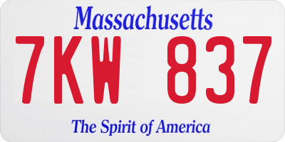 MA license plate 7KW837