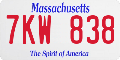 MA license plate 7KW838