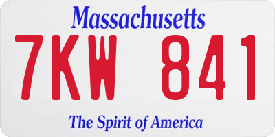 MA license plate 7KW841