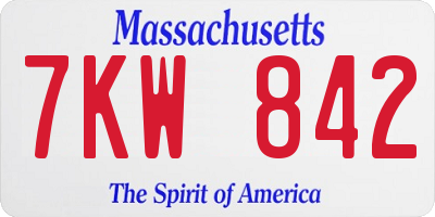 MA license plate 7KW842