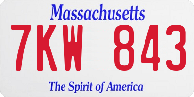 MA license plate 7KW843