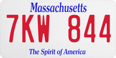 MA license plate 7KW844