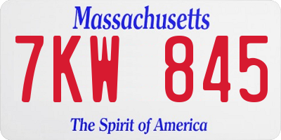 MA license plate 7KW845