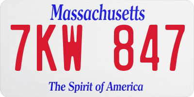 MA license plate 7KW847