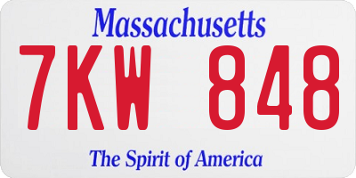 MA license plate 7KW848